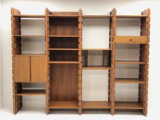 Mid 20th century teak four sectional wall unit,