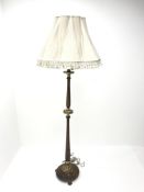 French style walnut and gilt standard lamp with shade,