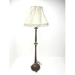 French style walnut and gilt standard lamp with shade,