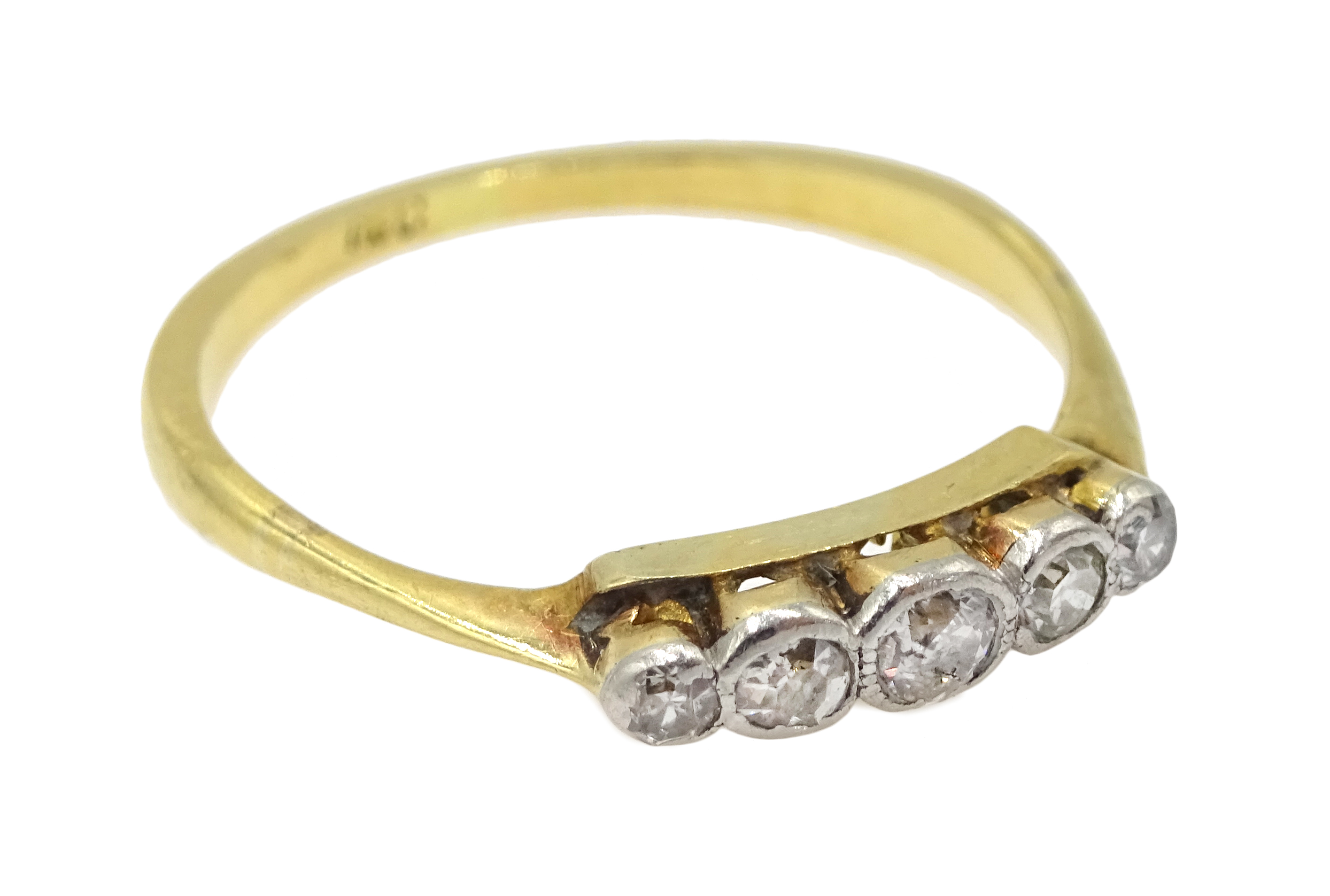 Early 20th century five stone diamond ring, - Image 2 of 3