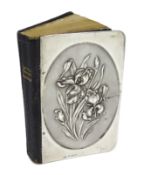 Art Nouveau silver mounted prayer book, embossed orchid design by Henry Matthews,