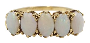 9ct gold five stone opal ring, hallmarked Condition Report Approx 2.