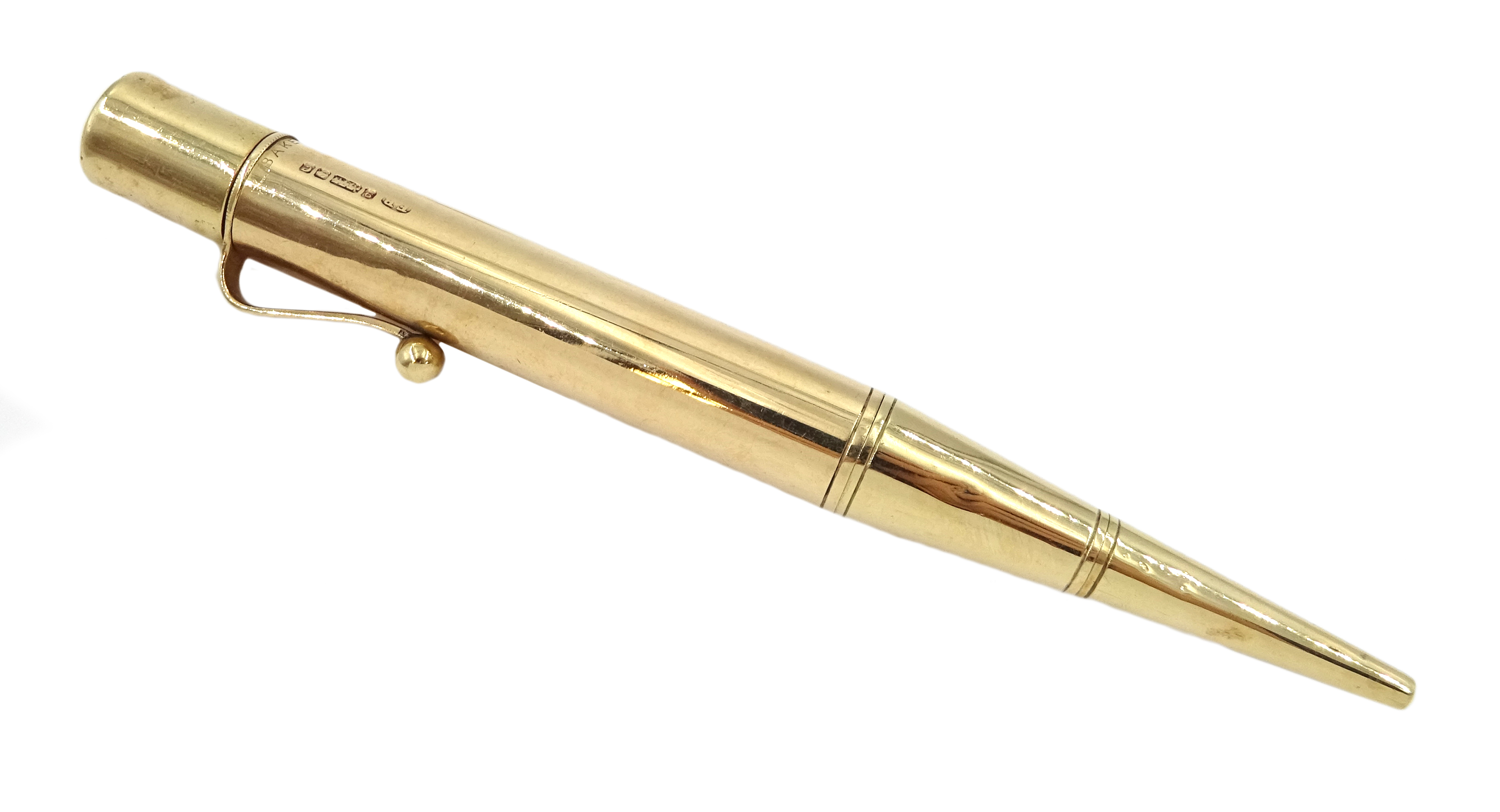 9ct gold 'Bakers Pointer' pencil by E Baker & Son,