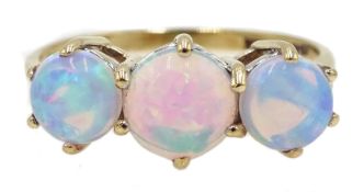 9ct gold three stone opal ring, hallmarked Condition Report Approx 1.