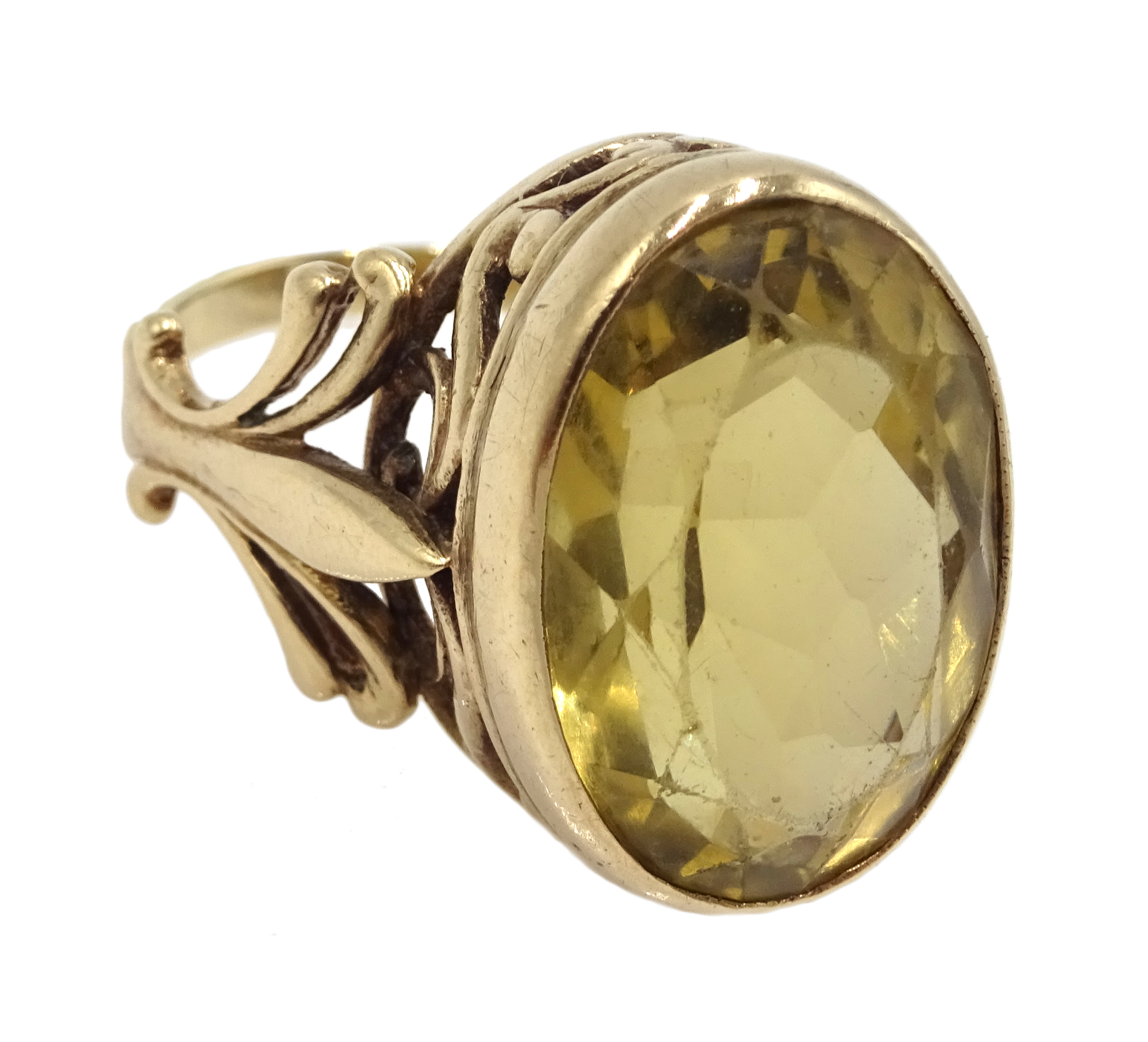 Rose gold oval citrine ring, with open work gallery, - Image 2 of 3