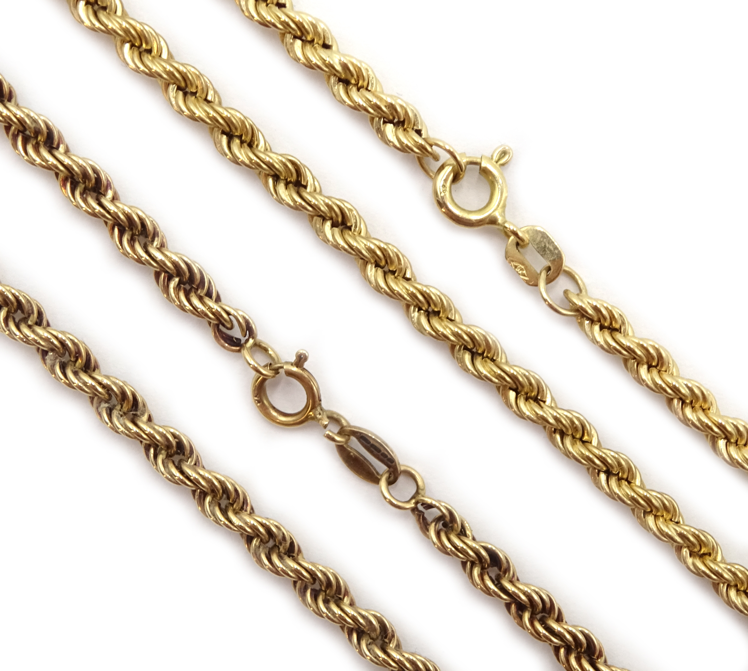 Two 9ct gold rope twist necklaces both hallmarked, - Image 2 of 2