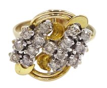 14ct gold round brilliant cut diamond contemporary design ring Condition Report