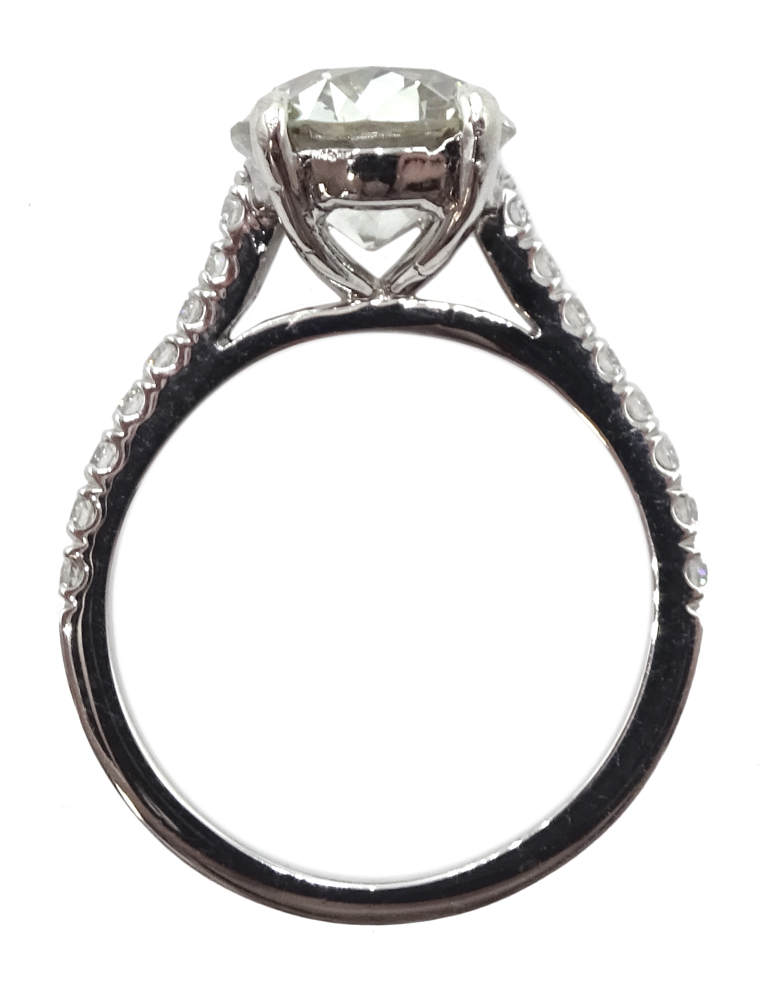 Platinum old cut diamond solitaire ring with diamond set shoulders, hallmarked, central diamond 2. - Image 7 of 8