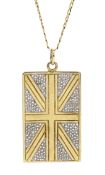 9ct gold Union Jack flag pendant necklace hallmarked, approx 6.