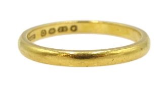 22ct gold band hallmarked, approx 3.3gm Condition Report Size O<a href='//www.