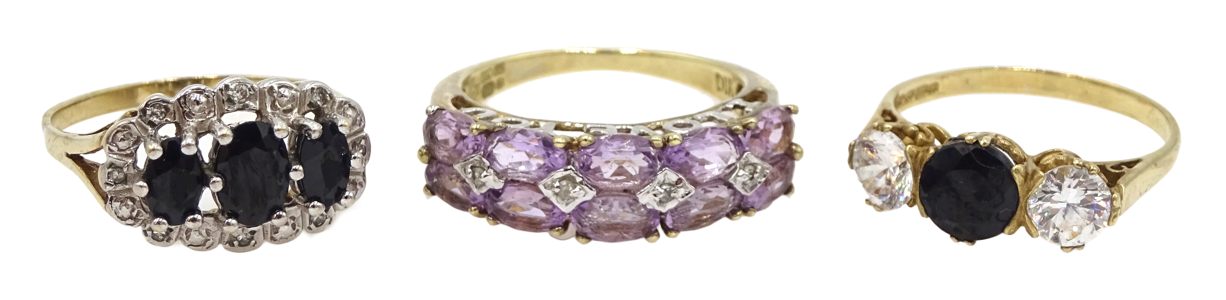 Gold amethyst and diamond 'I Love You' ring,