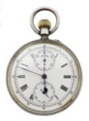 Early 20th century silver Swiss chronograph with stop watch case by Stauffer, Son & Co,
