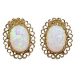 Pair of 9ct gold filigree set opal stud earrings Condition Report <a