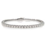 18ct white gold round brilliant cut diamond bracelet, stamped 750, diamond total weight 7.