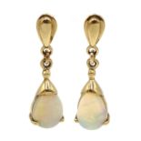 Pair of 9ct gold opal pendant earrings, hallmarked Condition Report Approx 1.
