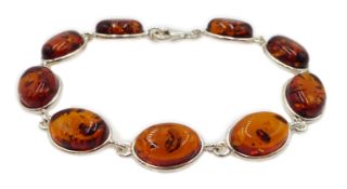 Silver oval Baltic amber bracelet, stamped 925 Condition Report <a href='//www.