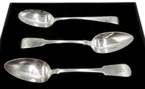 George IV silver serving spoon, fiddle pattern by John Wright, Newcastle 1825,
