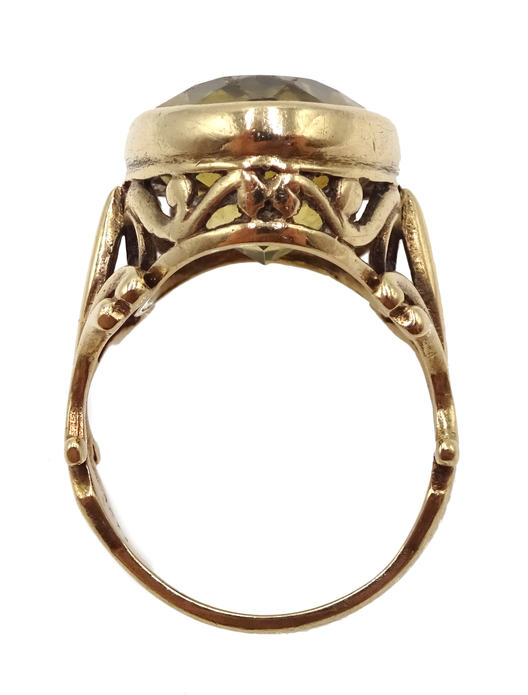 Rose gold oval citrine ring, with open work gallery, - Image 3 of 3