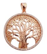 Rose gold on silver tree of life pendant,