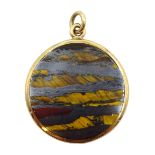Gold mounted tigers eye pendant hallmarked Condition Report Approx 5.