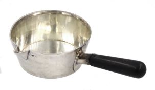 19th century silver brandy saucepan, marks rubbed Sheffield, approx 5.
