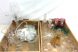 A quantity of assorted glassware, to include a pair of cranberry glass ewers,