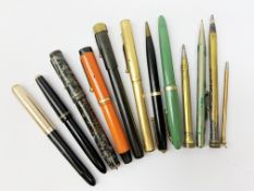 A selection of assorted pens, to include a Mordan Everpoint silver propelling pencil,