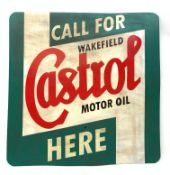 A metal hand painted Castrol advertising sign, 55cm x 55cm.