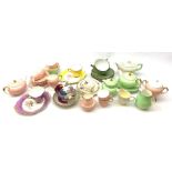 A Wedgwood bone china pink glazed teaset for six, comprising teapot,