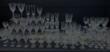 A large quantity of clear glassware, a number of examples with engraved, etched and cut decoration,