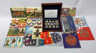 Collection of coins and stamps including United Kingdom 2006 executive proof set, 2000, 2003,