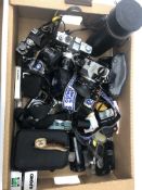 Assorted cameras and accessories including a Gaf L-17 camera, Minolta,