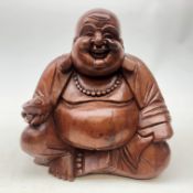 Large 20th century carved hard wood figure of Hotei H33cm Condition Report <a