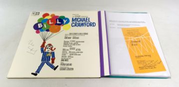 Michael Crawford signed 'Billy' vinyl sleeve (with vinyl record) and various other autographs