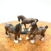 Three Beswick Horses comprising 'Dressage Stallion', Shire Horse no.