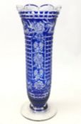 1930s John Walsh crystal blue overlay vase,