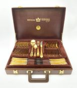 A cased Bestecke SBS Solingen gold plated canteen of cutlery, for twelve place settings.