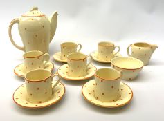 An Art Deco style Susie Cooper Polka pattern coffee set, produced for John Lewis,