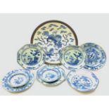 A Chinese blue and white crackle glaze charger,