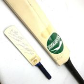 Autographs - full size Slagenger cricket bat signed by Geoffrey Boycott and an ICC Trophy miniature