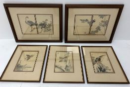 Kono Bairei (1860-1880), five framed and glazed Japanese woodblock prints,