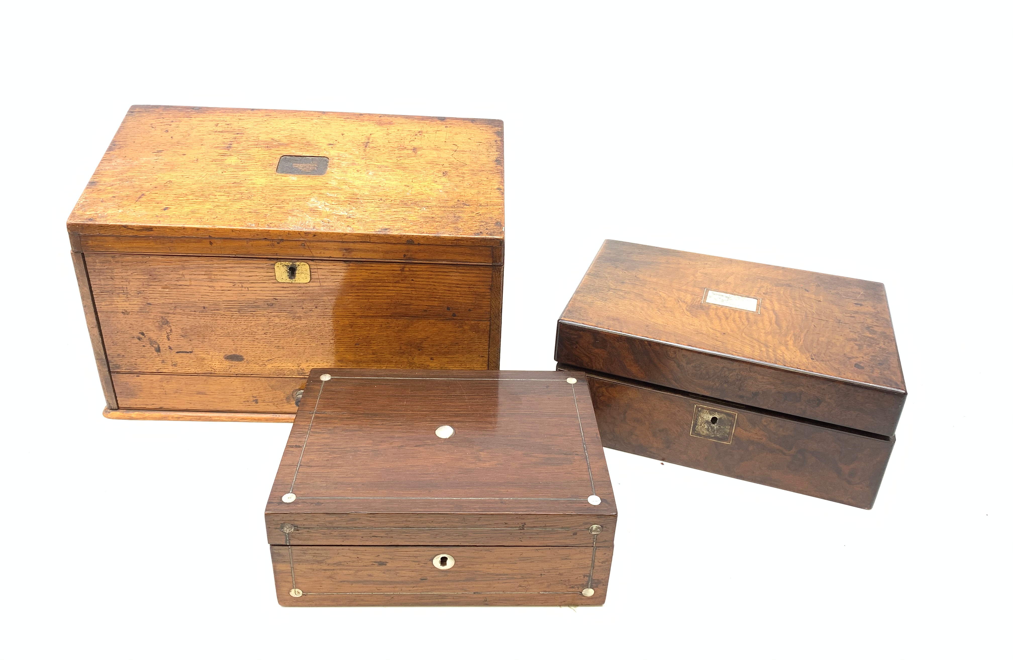 An Edwardian oak correspondence box,