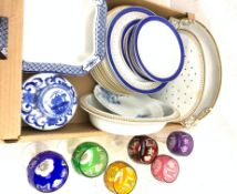 A set of six harlequin overlaid hock glasses with cut bowls, H18cm,