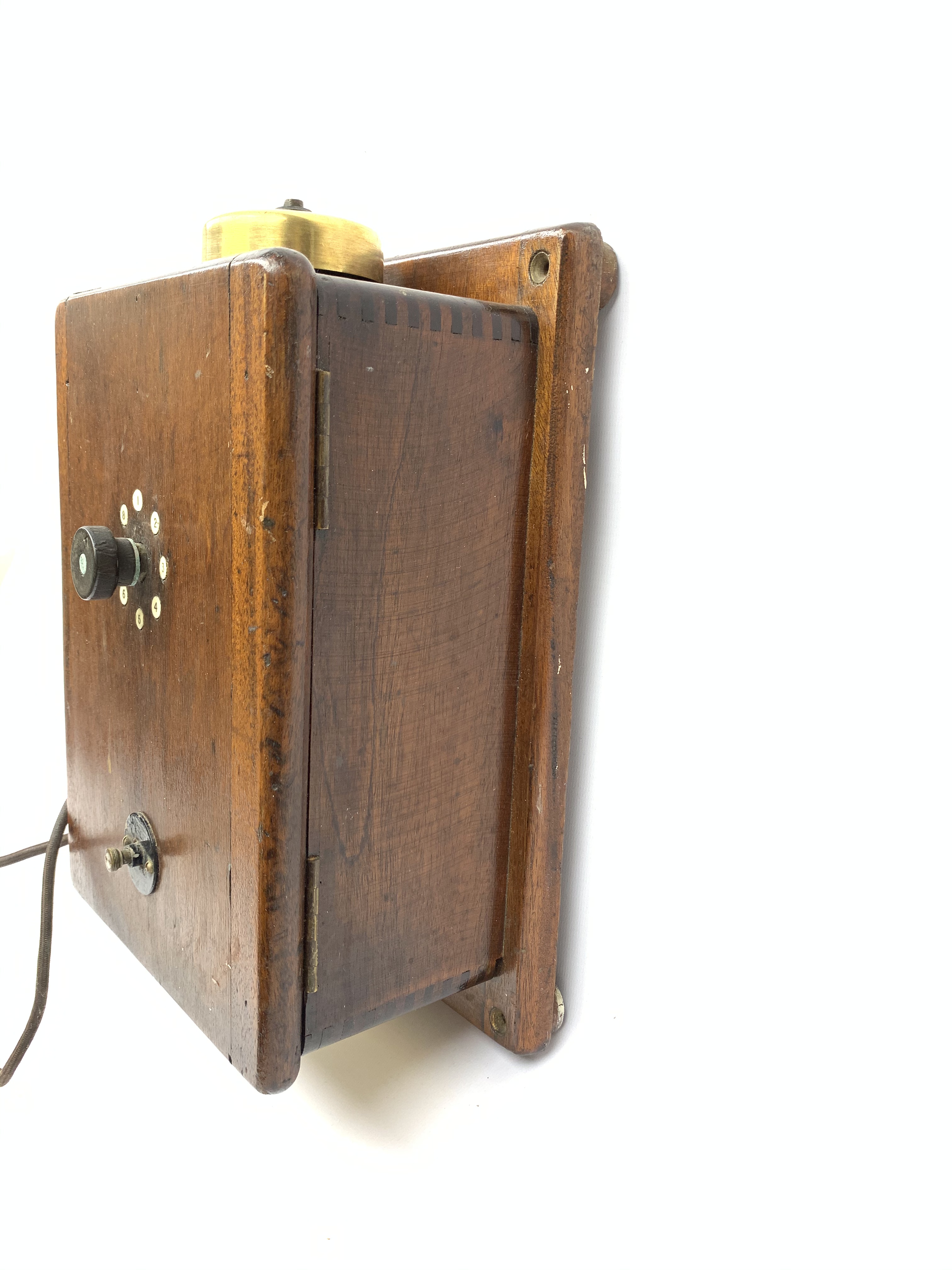 A railway signal line telephone, in mahogany case, with Ericsson bakelite receiver, H 34.5cm. - Image 3 of 3