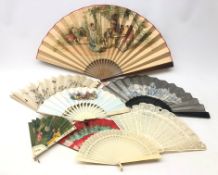 19th century Chinese carved bone Brise fan,