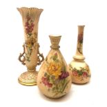 Royal Worcester blush ivory twin handled specimen vase,