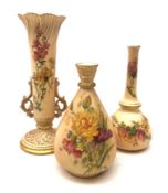 Royal Worcester blush ivory twin handled specimen vase,