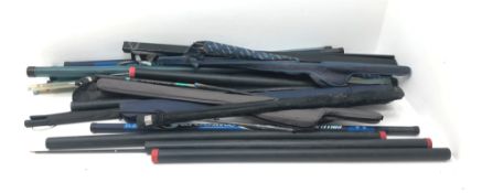 Quantity of mixed fishing rods and poles including Shakespeare 'Annex Excel Match' with Daiwa