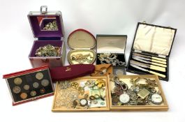 Early 20th century Swiss silver ladies pocket watch stamped 935, silver necklaces,