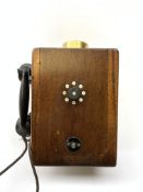 A railway signal line telephone, in mahogany case, with Ericsson bakelite receiver, H 34.5cm.